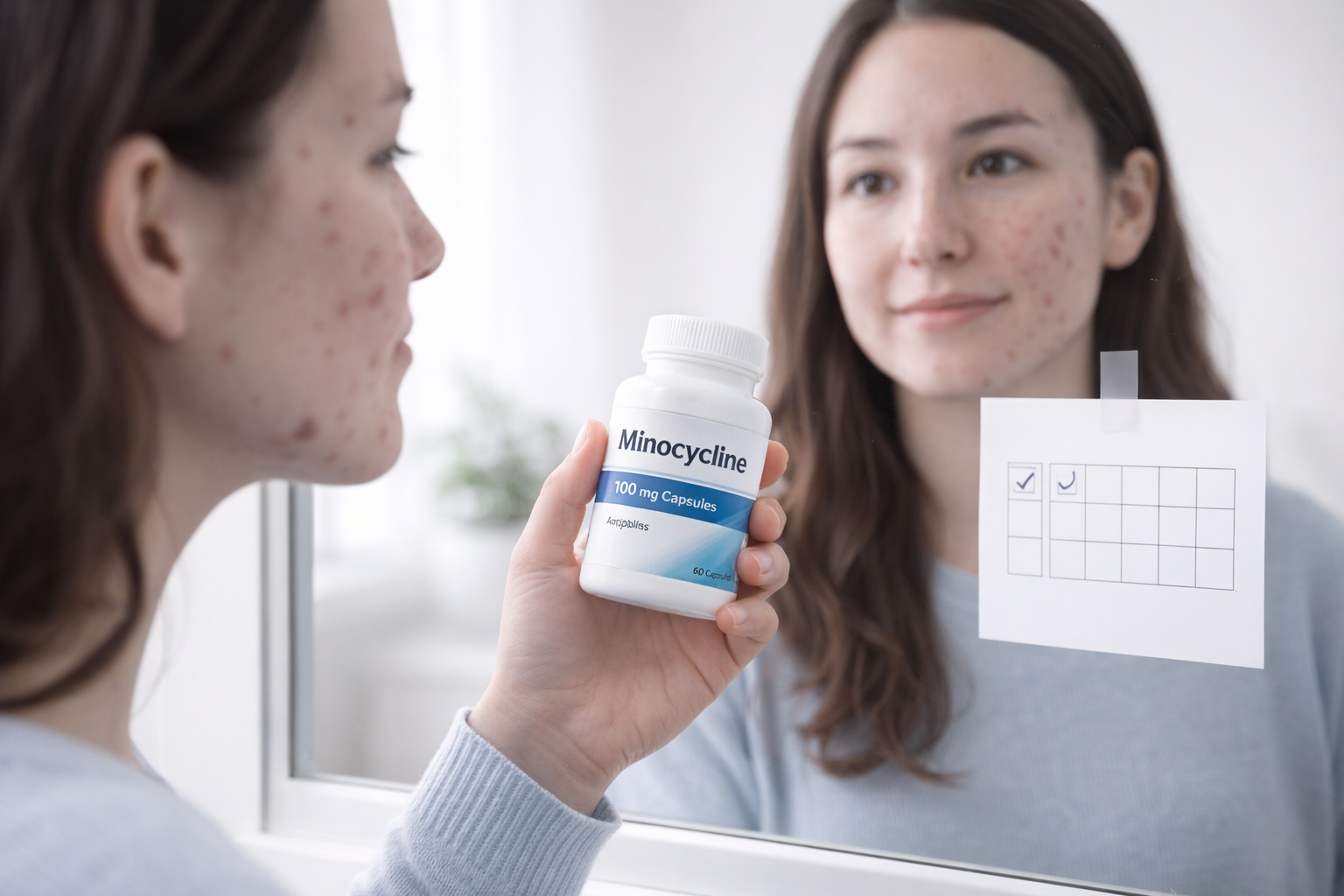 diagram showing how minocycline reduces acne causing bacteria